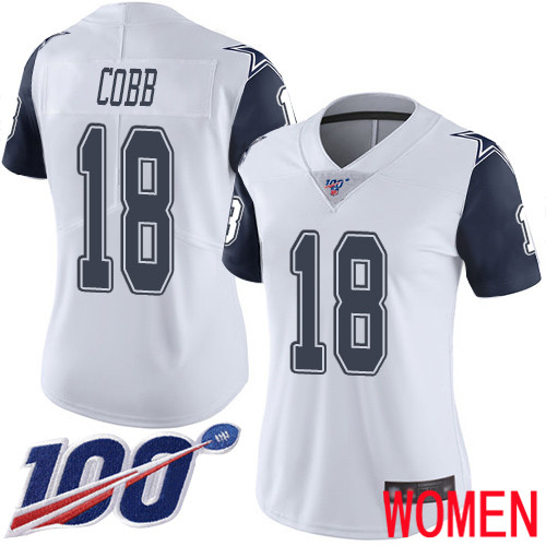 Women Dallas Cowboys Limited White Randall Cobb 18 100th Season Rush Vapor Untouchable NFL Jersey